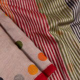 Multicoloured polka dots supernet saree