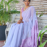 Mishrita chiffon saree with kanchi silk pallu