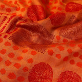 Orange medley block printed supernet saree