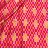 Sweet Checks Block Printed Silk Fabric