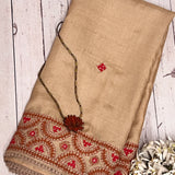 Tushara kutch embroidered beige tussar saree