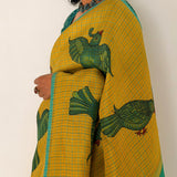 Kalpataru Parakeet Kalamkari Silk Saree - Yellow