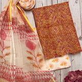 Pink floral printed kota kurta set