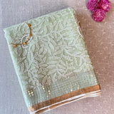 Organza chikankari saree
