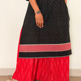 Elements Fireplace Cutwork Ikat Kurta - Charcoal