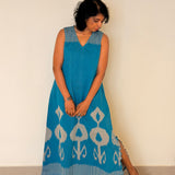 Elements Rivulet Cutwork Ikat Dress - Turquoise