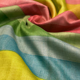 Veena Rainbow Tussar Saree - Citron