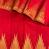 Red Temple Design Kanchipuram silk saree