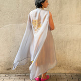 Grey Embroidered Organza Overlay