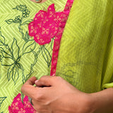 Green Chanderi Applique Kurta Set