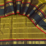 Sumangala Horizontal Stripes Kanchi Silk Saree - Olive