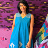 Elements Rivulet Cutwork Ikat Dress - Turquoise