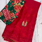 Embroidered organza saree