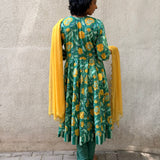 Green Floral Cotton Kalidar Set