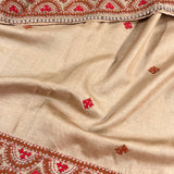 Tushara kutch embroidered beige tussar saree