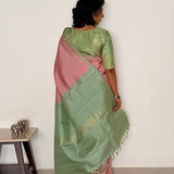 Charita Cotton Candy Kanchipuram Silk Saree - Pink and Green