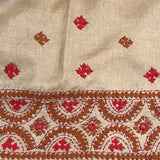 Tushara kutch embroidered beige tussar saree