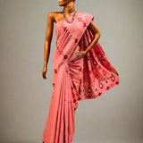 Tushara kutch embroidered pink tussar saree