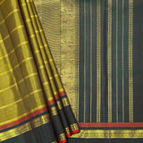 Sumangala Horizontal Stripes Kanchi Silk Saree - Olive