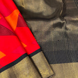 Mila triangles kanchipuram silk saree with gold border