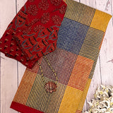 Multicoloured supernet saree