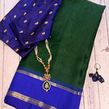 Mishrita midnight blue and green organza saree