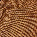 Brown block printed supernet saree