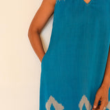 Elements Rivulet Cutwork Ikat Dress - Turquoise