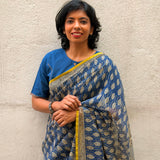 Mishrita Blue Foliate Kota Saree