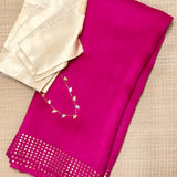 Sequinned Matka Silk Saree - Fuchsia