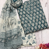 Teal printed Kota kurta set