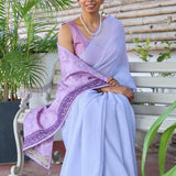 Mishrita chiffon saree with kanchi silk pallu