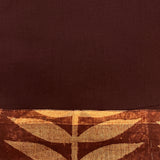 Brown block printed supernet saree