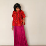 Elements Sunrise Pleated Ikat Top - Crimson