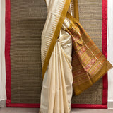 Temple Bordered Tussar Silk Saree - Yellow