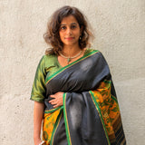 Green Zari Striped Silk Blouse
