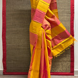 Vera Colour Blocked Kolam Kanchi Silk Saree - Yellow
