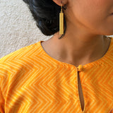 Yellow Chanderi Applique Kurta Set