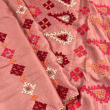 Tushara kutch embroidered pink tussar saree