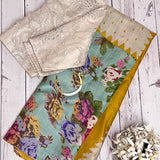 Veena floral block style tussar saree