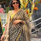 Mishrita Black Foliate Kota Saree