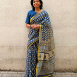 Mishrita Blue Foliate Kota Saree