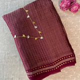 Metallic zari striped organza saree