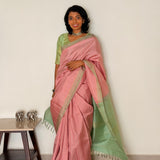 Charita Cotton Candy Kanchipuram Silk Saree - Pink and Green