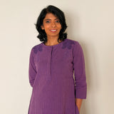 Elements Botanical Applique Kurta - Violet