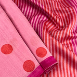 Pink polka dotted chanderi saree