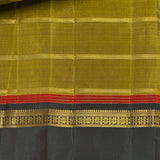Sumangala Horizontal Stripes Kanchi Silk Saree - Olive