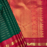 Mohana Horizontal Stripes Kanchi Silk Saree - Green