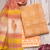 Yellow floral printed kota kurta set