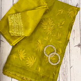 Embroidered organza saree